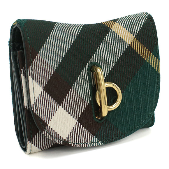 BURBERRY Rocking Horse Trifold Wallet Leather Green - Picture 1 of 5